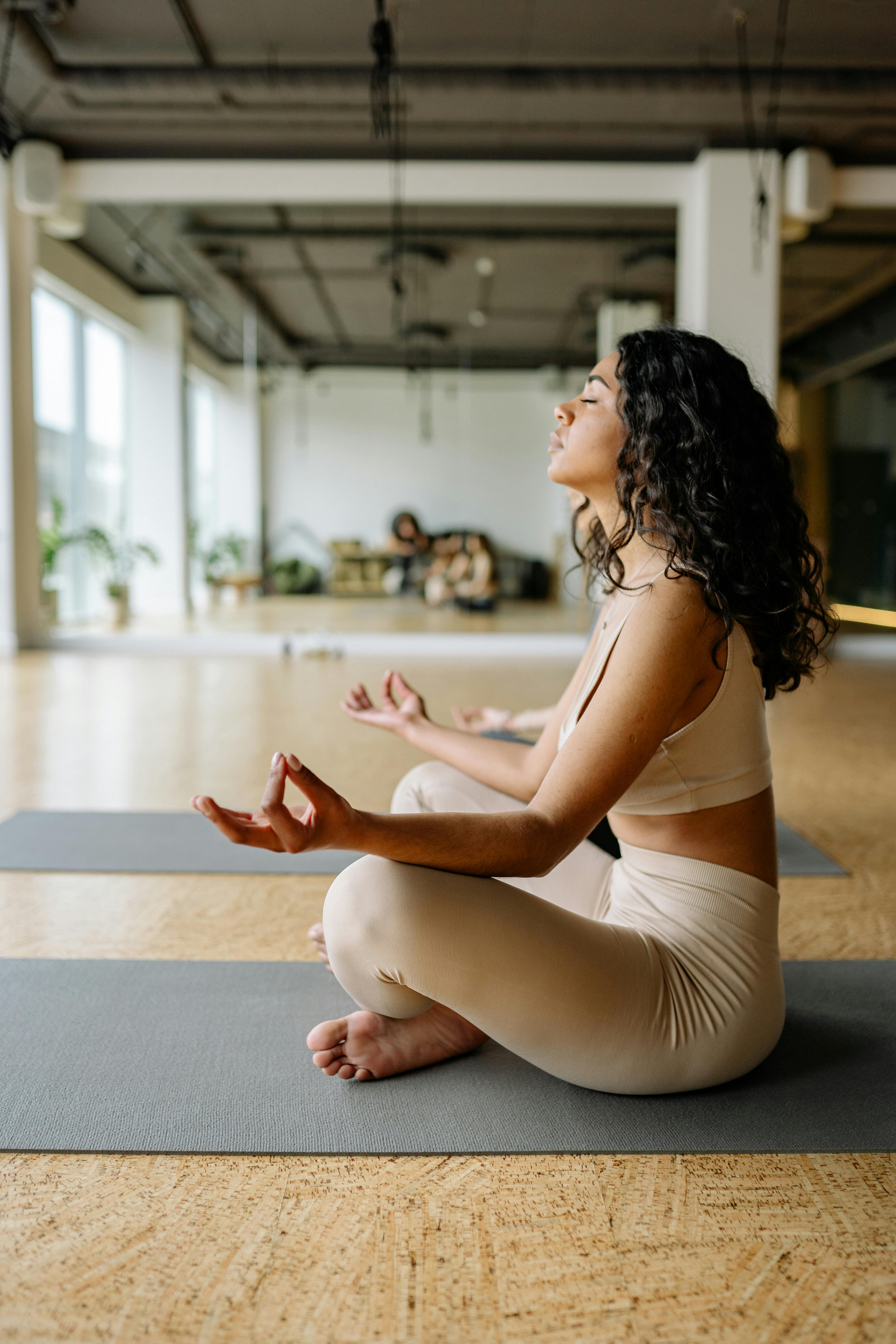 Calm yoga studio interior